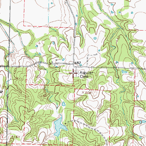 Topographic Map of Aiguier Cemetery, TX