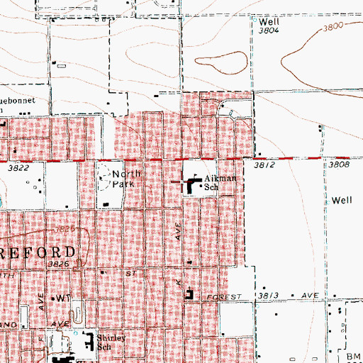 Topographic Map of Aikman Elementary School, TX