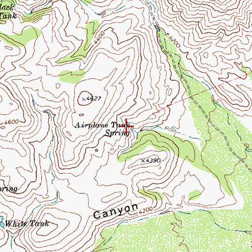 Topographic Map of Airplane Tank Spring, TX