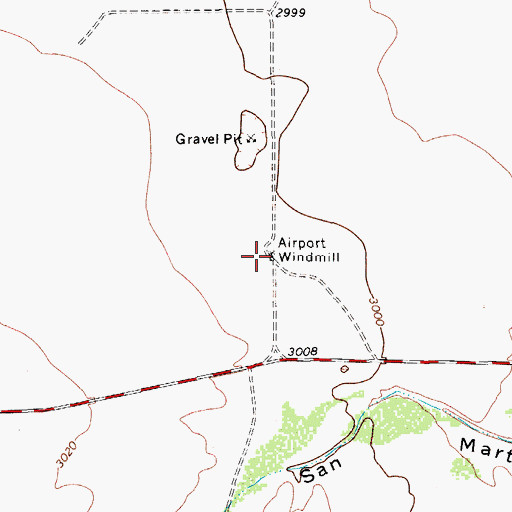 Topographic Map of Airport Windmill, TX