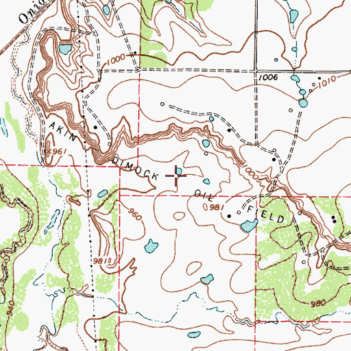 Topographic Map of Akin Dimock Oil Field, TX