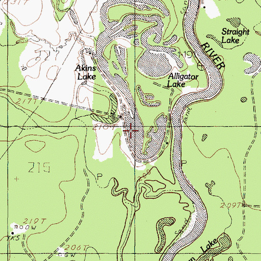Topographic Map of Akins Lake, TX