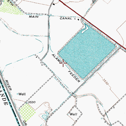 Topographic Map of Alamo Feeder, TX