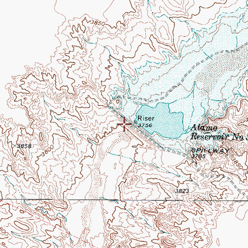 Topographic Map of Alamo Reservoir Number Three, TX