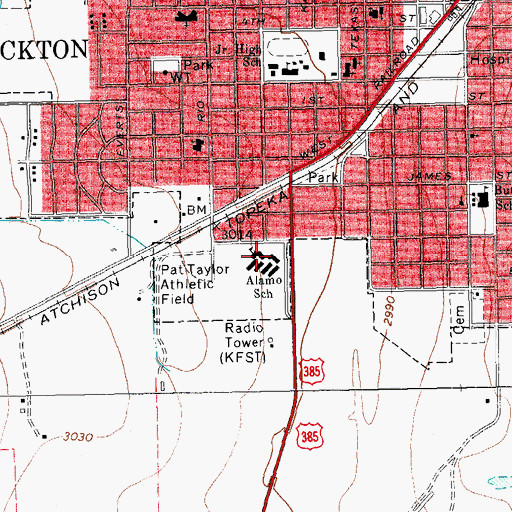 Topographic Map of Alamo School, TX