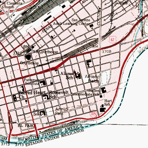 Topographic Map of Alamo School, TX