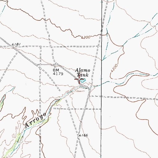 Topographic Map of Alamo Tank, TX