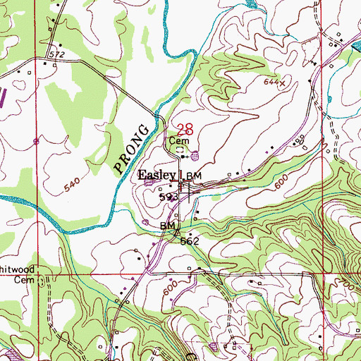 Topographic Map of Easley Church, AL