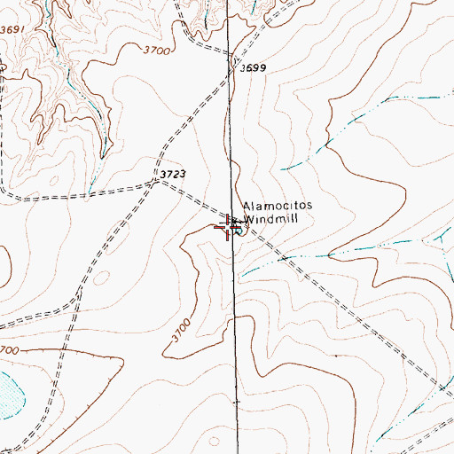 Topographic Map of Alamocitos Windmill, TX