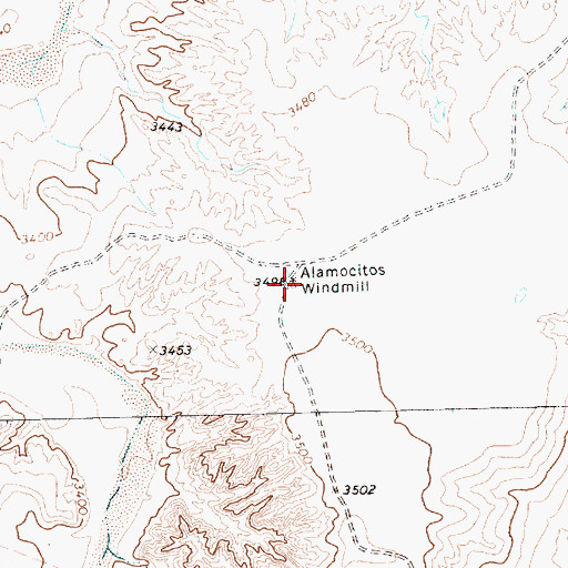 Topographic Map of Alamocitos Windmill, TX
