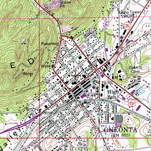 Topographic Map of First Baptist Church, AL