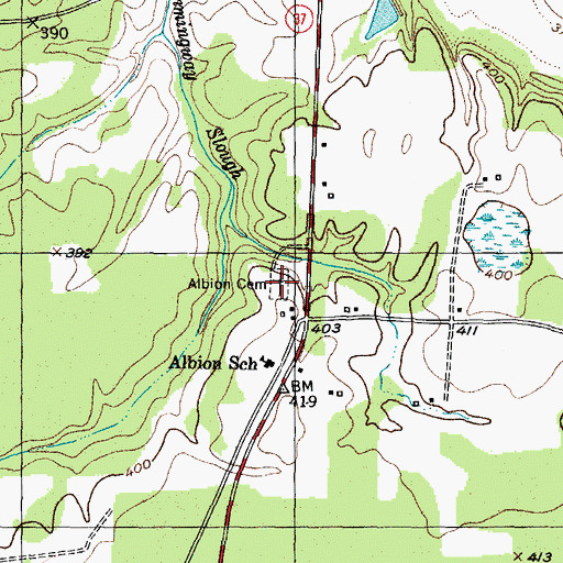 Topographic Map of Albion Cemetery, TX