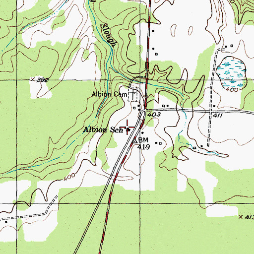 Topographic Map of Albion School, TX