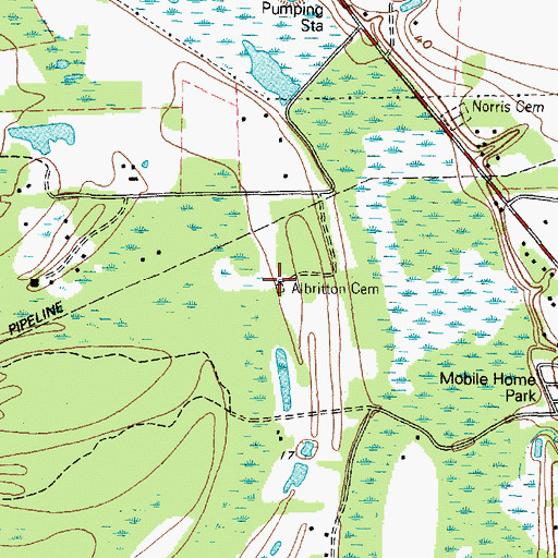 Topographic Map of Albritton Cemetery, TX