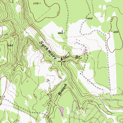 Topographic Map of Alder Branch, TX