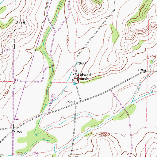 Topographic Map of Aldwell Ranch, TX