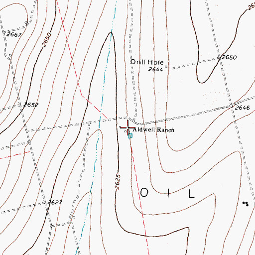Topographic Map of Aldwell Ranch, TX