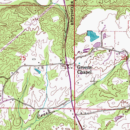 Topographic Map of Greens Chapel Cemetery, AL