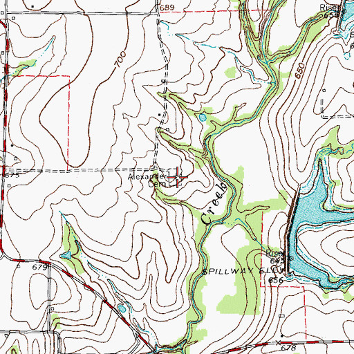Topographic Map of Alexander Cemetery, TX