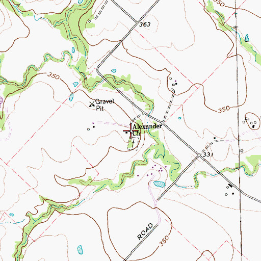 Topographic Map of Alexander Church, TX