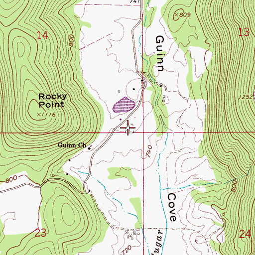 Topographic Map of Guinns Cove Cemetery, AL