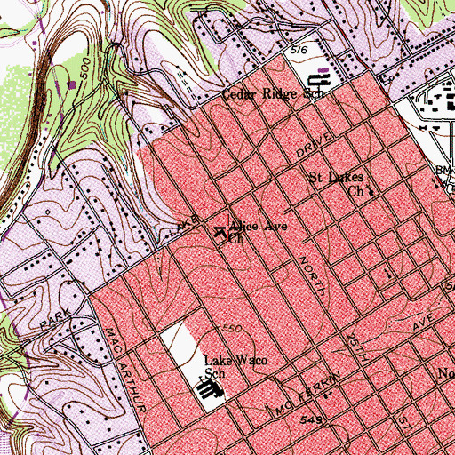 Topographic Map of Alice Avenue Church, TX