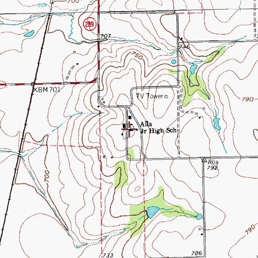 Topographic Map of Alla Junior High School, TX