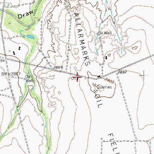 Topographic Map of Allarmarks Oil Field, TX