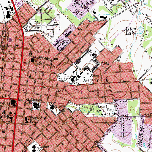 Topographic Map of Allen Academy, TX