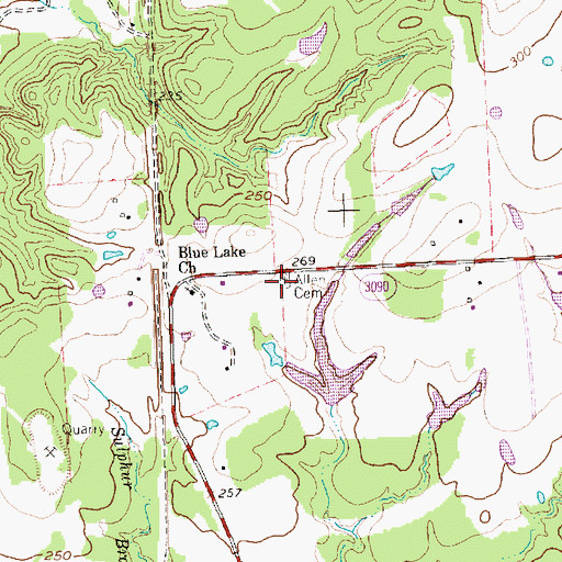 Topographic Map of Allen Cemetery, TX