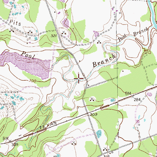 Topographic Map of Allen Creek, TX