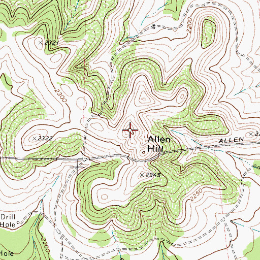 Topographic Map of Allen Hill, TX