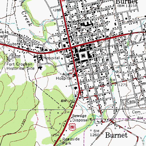 Topographic Map of Allen Hospital, TX