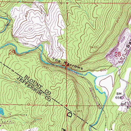 Topographic Map of Gurley Creek Gap, AL