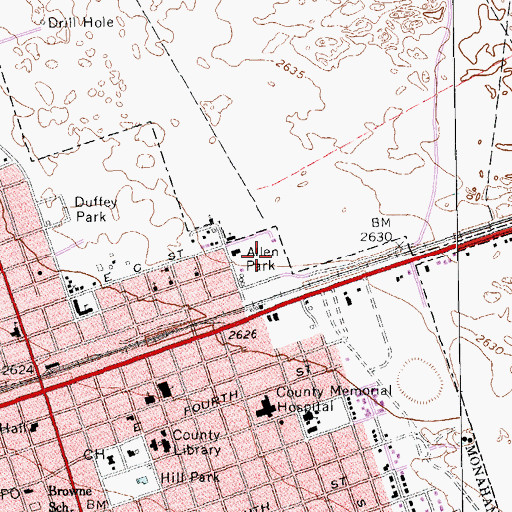 Topographic Map of Allen Park, TX