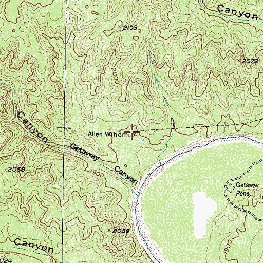Topographic Map of Allen Windmill, TX