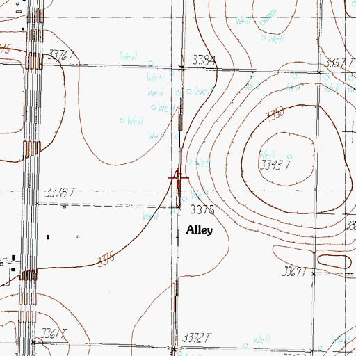 Topographic Map of Alley, TX