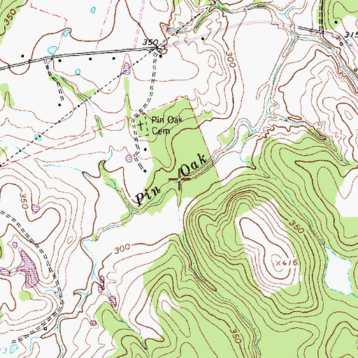 Topographic Map of Alligator Creek, TX