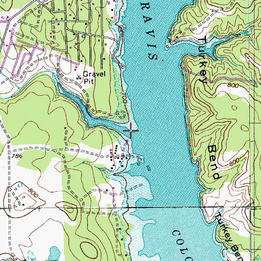 Topographic Map of Alligator Creek, TX