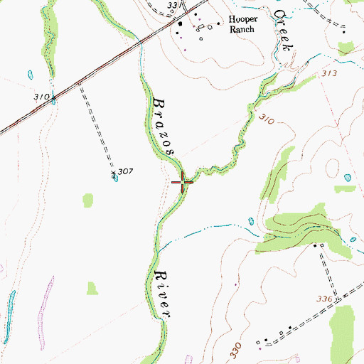 Topographic Map of Alligator Creek, TX