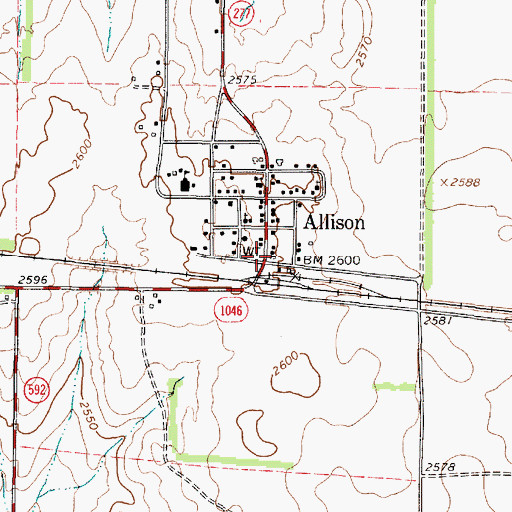 Topographic Map of Allison, TX