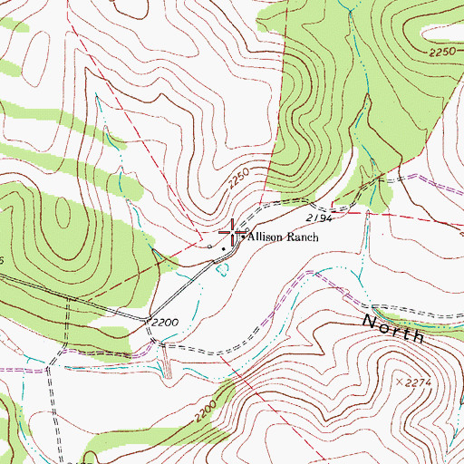 Topographic Map of Allison Ranch, TX