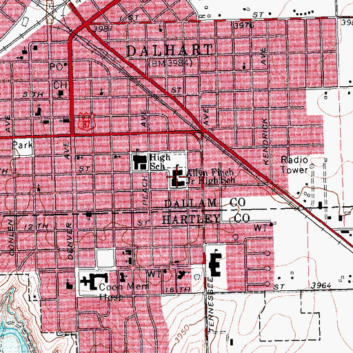 Topographic Map of Allyn Finch Intermediate School, TX
