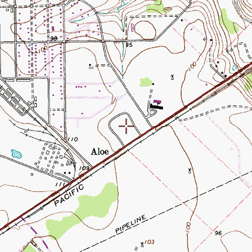Topographic Map of Aloe, TX