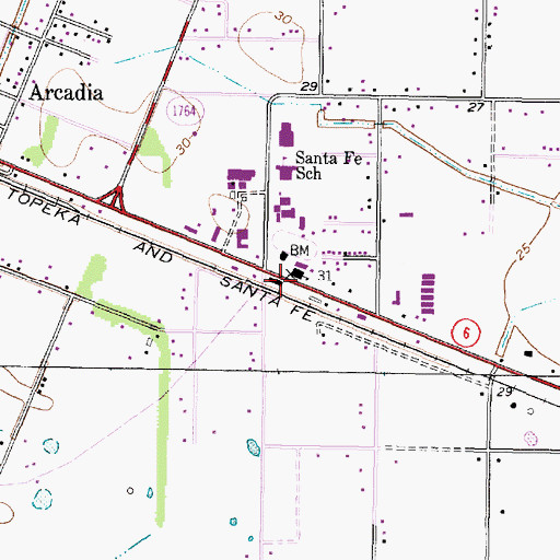 Topographic Map of Santa Fe, TX