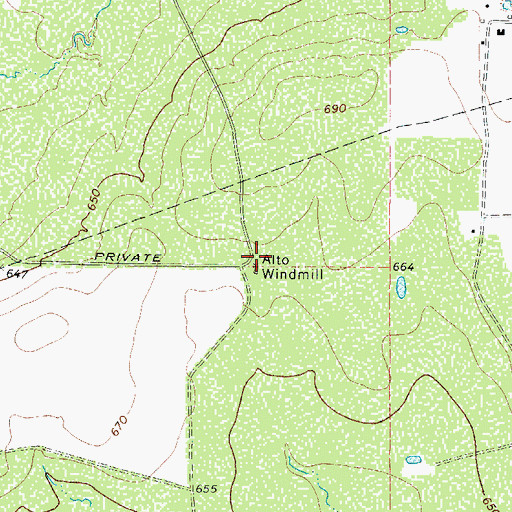 Topographic Map of Alto Windmill, TX
