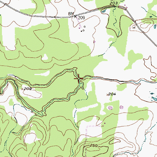 Topographic Map of Alum Creek, TX