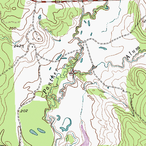 Topographic Map of Alum Creek, TX
