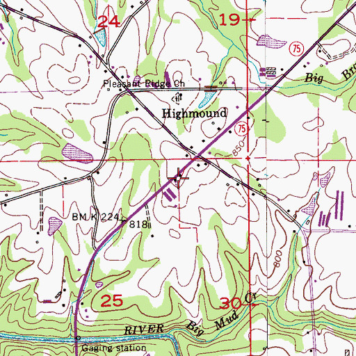 Topographic Map of Highmound Church, AL