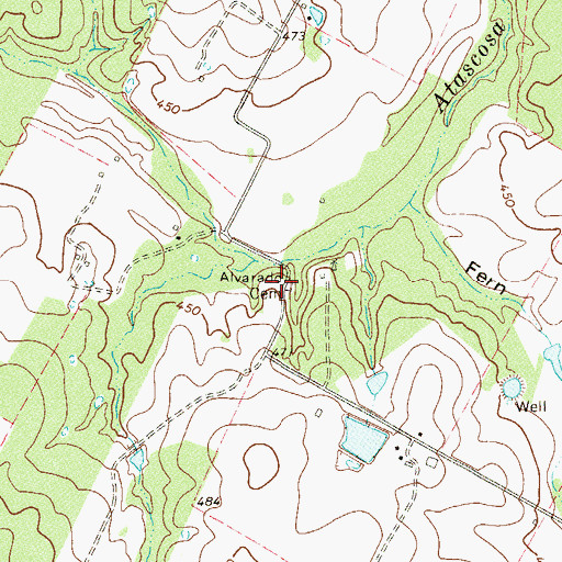 Topographic Map of Alvarado Cemetery, TX